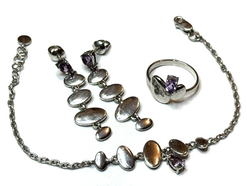 Set amethyst armband ohrringe - armband,