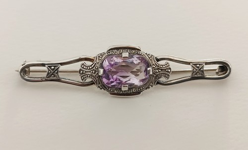 Brosche silber amethyst antik - brosche,