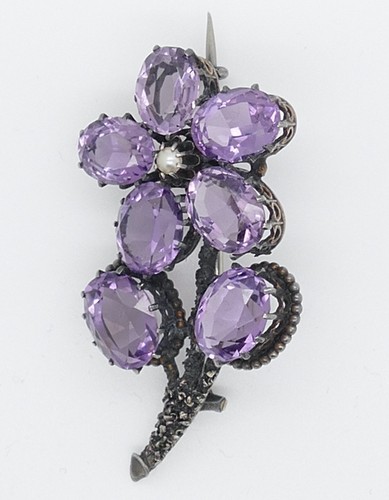 Antike silber amethyst brooch - amethyst,